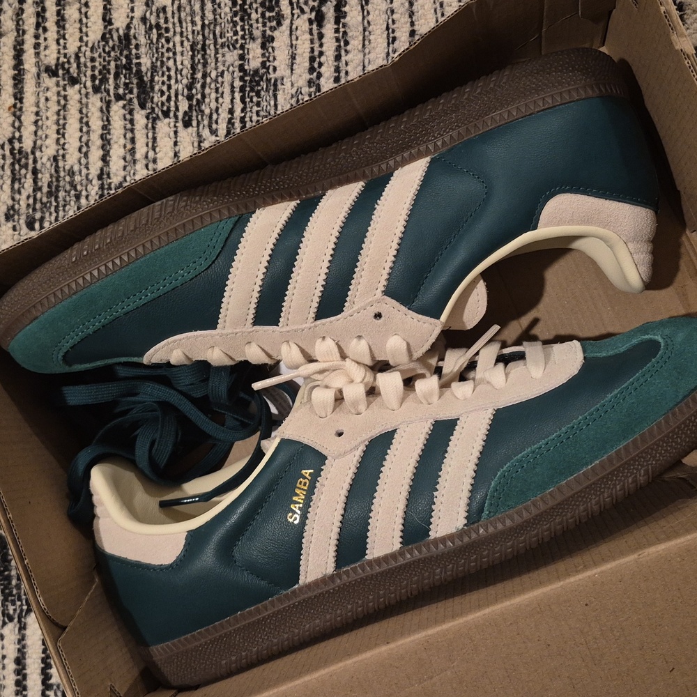 Adidas Samba OG Shoe Collegiate Green, Cream White, Men's Size 10 - Picture 8 of 11